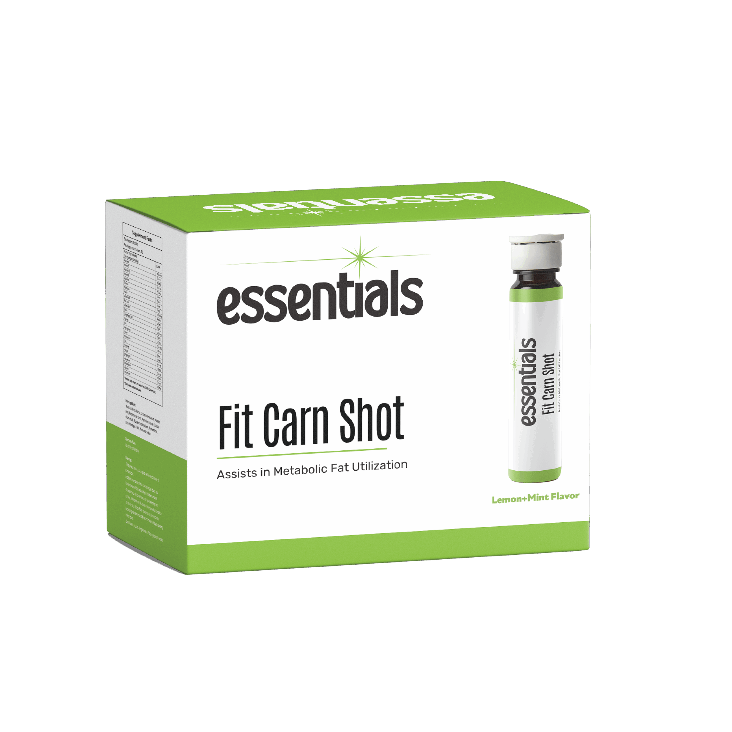 Essentials FIT CARN SHOT (Ampola Bebível – 15 ml, Sabor Lima-Menta)