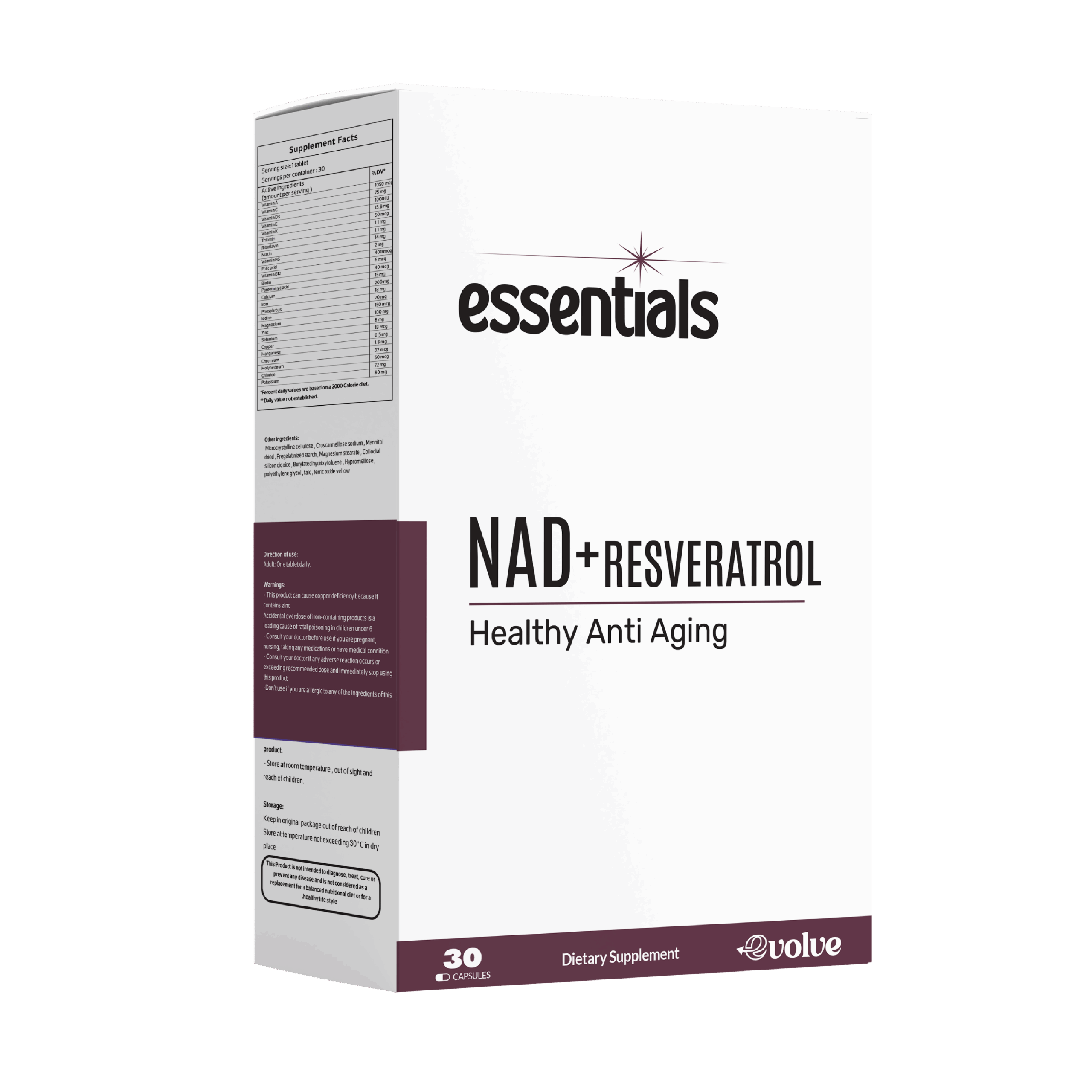 Essentials NAD+ RESVERATROL (Envelhecimento Saudável) (Cápsulas)